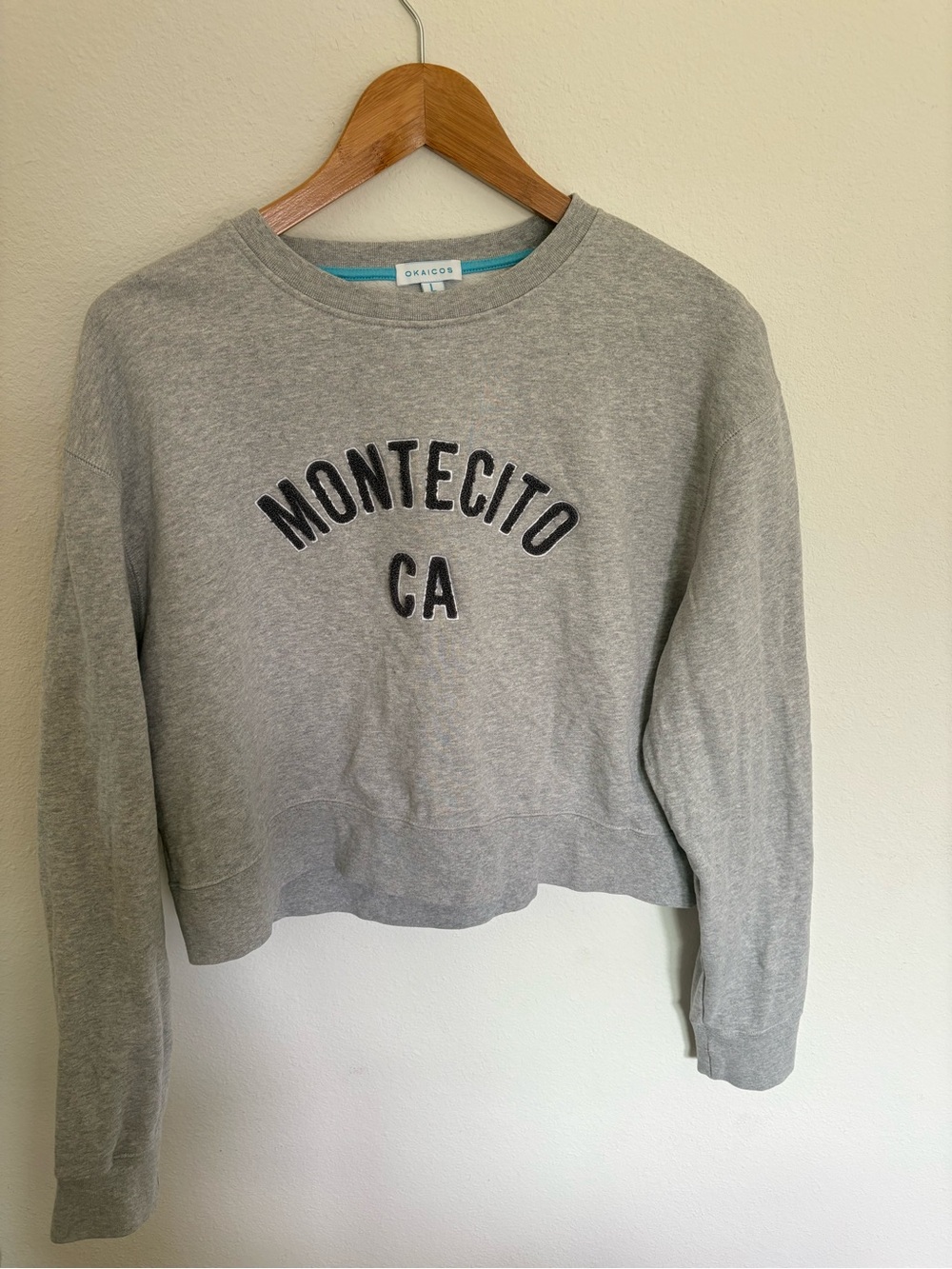 Montecito CA Gray Cropped Crewneck Sweatshirt